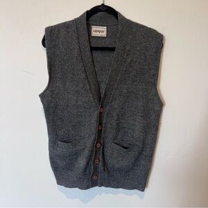 Campus Vintage Gray Wool Sleeveless Swearer Vest Size Medium Academia USA